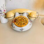 Royal Albert Porcelain Phone – Constance Pattern, Cream Floral Receiver, Figurine Style Display Telephone