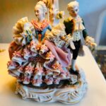 Vintage Dresden porcelain bedside table lamp, home decor Germany - Image 2