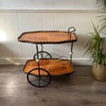 Vintage Brass & Glass Bar Cart: Hollywood Regency Style Drinks Trolley