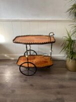 Vintage Brass & Glass Bar Cart: Hollywood Regency Style Drinks Trolley