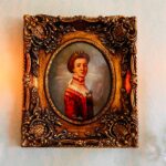 Framed Portrait of Woman with Roses – Gilded Wood Vintage Wall Art