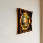 Vintage Hand-Painted Still Life: Convex Wood Wall Art in Ornate Gold Frame - Image 2