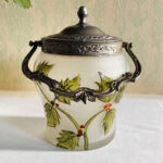 Art Nouveau Porcelain Cookie Jar – Antique Biscuit Canister with Floral Relief - Image 3