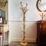 Hollywood Regency Torchère Floor Lamp – Brass & Glass, Mid-Century Glam Lighting - Image 4