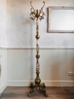 Italian Marble Hall Tree – Tall Brass Coat Rack, Mid-Century Hollywood Regency