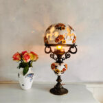 French Oil Style Table Lamp – Victorian Look, Ornate Brass and Glass Lighting