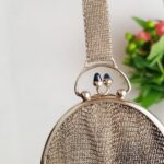 Silver Mesh Flapper Purse – 1920s Art Deco Wristlet with Finger Ring - Image 4