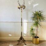 Brass and Marble Hall Tree – Hollywood Regency Coat Rack, Italian Entryway Stand