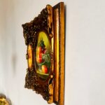 Vintage Hand-Painted Still Life: Convex Wood Wall Art in Ornate Gold Frame - Image 3