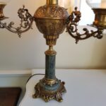 Bronze and Green Marble Column Table Lamp – Mid Century Corinthian Lighting - Image 7