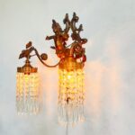 Unique French cherub/putti wall sconce 2 arms, crystals lampshade, Pendant light, Home lighting, Hanging lamp, Interior design - Image 3