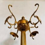 Vintage Brass Column Twisted Style Hanger Hollywood Regency Standing Coat Rack - Image 4