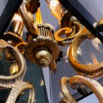 French Etched Glass Lantern – Art Deco Hanging Ceiling Light - Image 7