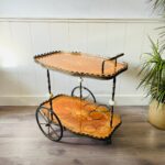 Vintage Brass & Glass Bar Cart: Hollywood Regency Style Drinks Trolley - Image 2