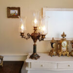 Bronze and Green Marble Column Table Lamp – Mid Century Corinthian Lighting