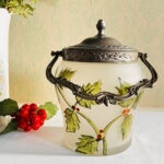 Art Nouveau Porcelain Cookie Jar – Antique Biscuit Canister with Floral Relief - Image 4