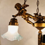 19th Century French Bronze Chandelier – 3 Cherub Light Holders, Ornate Rococo Style - Image 3