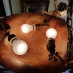 French Brass Chandelier with Satin Vianne Shades – 6-Light Ruffled Glass Light Fixture - Image 9