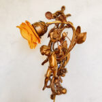 Bronze Cherub Wall Sconces – Italian Vintage Pair, Ornate Rococo Style Wall Lamps - Image 3