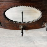 Old Dutch wall hanger, coat rack with beveled mirror - Image 5