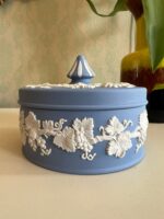 Wedgwood Jasperware Blue Trinket Box with Lid – Classic Cameo Relief, 4.7" Wide - Image 5
