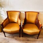 Pair of Louis XVI Bergère Chairs – Wood Frame with Cane Seats, French Accent Chairs - Image 2