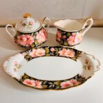 Provincial Flowers Alberta Rose milk sugar tray, England porcelain 1975 LTD - Image 3