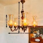 Farmhouse Brass Chandelier with 5 Arms – Rustic Hanging Ceiling Light - Image 9