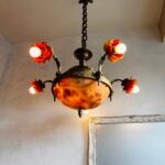 French Rococo Chandelier with Vianne Glass Shades – Louis XV Gold Tone 5-Light Fixture