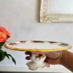Elegant Vintage Porcelain Pedestal Dish, Royal Albert Old Country Roses, Porcelain Comport - Image 9