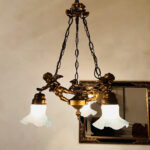 19th Century French Bronze Chandelier – 3 Cherub Light Holders, Ornate Rococo Style