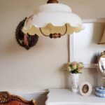 Big Pendant Light Lamp, opaline glass and wood handle, hard to find lull down lamp - Image 3