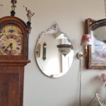 Italian Vintage Big Oval wall Mirror, Brass Frame Shabby-chic, Baroque style - Image 2