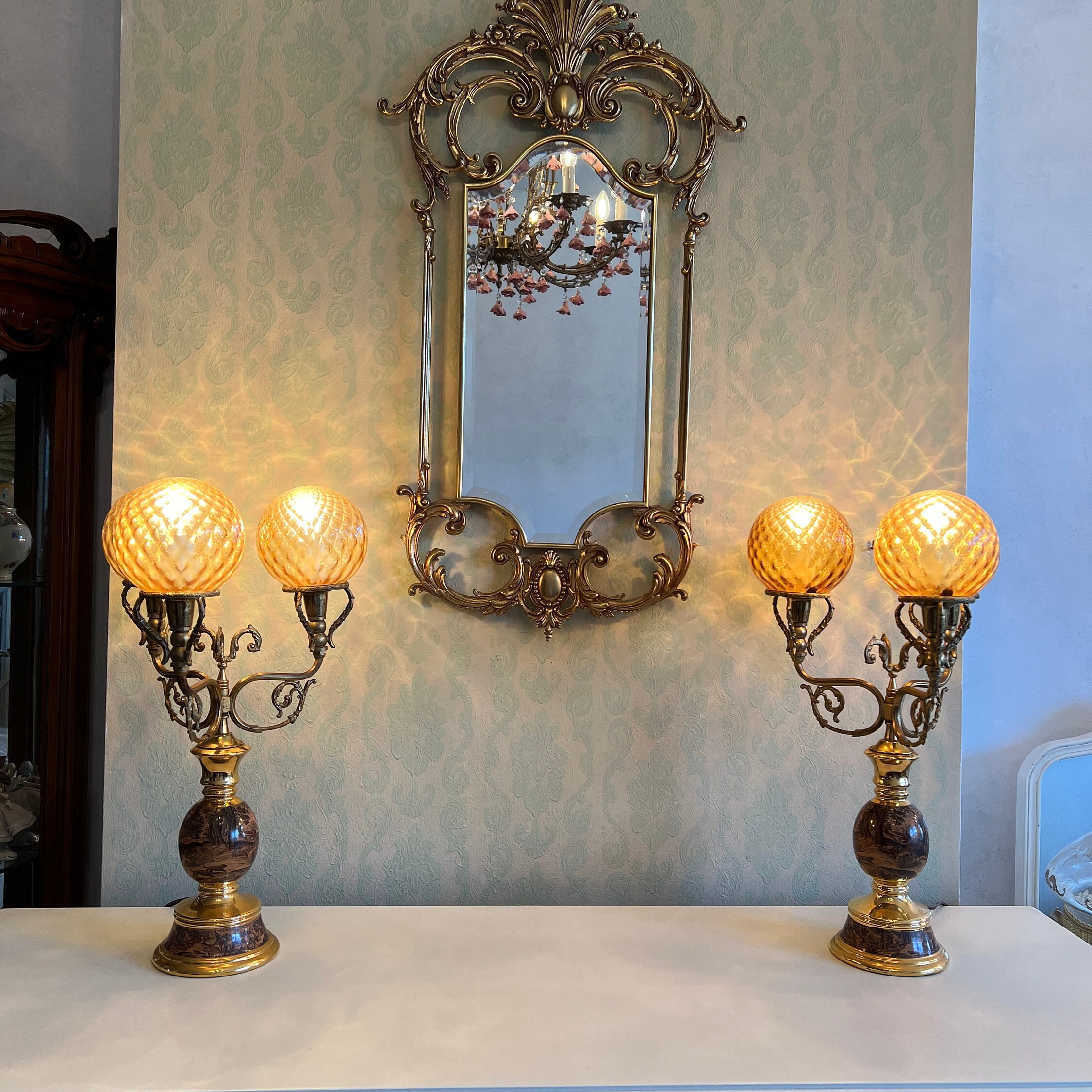 2582076a-d8cf-5b88-bca1-461bf9b6fe77.jpg Vintage Pair of Italian Lamps, Set of 2, Home Decor Lighting, Interior Design - Image 1
