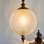 Art Nouveau Frosted Glass Lamps Mid-Century Globe Set Sculptural Table Lighting - Image 7