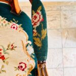 French Tapestry Armchair with Roses – Carved Wood Frame, Shabby Cottage Accent - Image 7