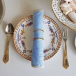 Vintage Porcelain Plates Blue Ribbons and Garlands, The Regent China, Made in England - Image 3