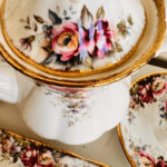 Queen Anne Summer Rose, Porcelain Table Set for 2, Gold Glided, Porcelain Tableware - Image 5