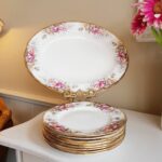 Queen Anne Summer Rose Porcelain Table Set – Vintage English Floral Gold Gilded China - Image 2