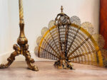 French Brass Fan Fireplace Screen – Ornate Foldable Guard, 20th Century Rococo Style - Image 3
