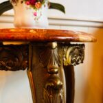 Rosso Verona Marble Pedestal – Hollywood Regency Tall Plant Stand or Accent Table - Image 7