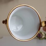 Vintage 4 Feet Demitasse Cup and Saucer, Fragonard Scenes, Fine Porcelain 22 Karat Gold - Image 6