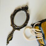 Brass Vanity Hand Mirror – Beveled Glass, Ornate Frame - Image 2