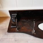 Old Dutch wall hanger, coat rack with beveled mirror - Image 2