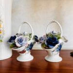 Royal Albert Moonlight Rose Porcelain Basket Of Flowers Made in England Rare Find - Image 2