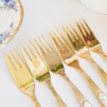 Original Royal Albert Moonlight Rose Set of Six Gold Silver Plated Forks, RARE FIND - Image 4
