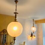 Art Nouveau Frosted Glass Lamps Mid-Century Globe Set Sculptural Table Lighting - Image 9