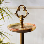Vintage Standing Ashtray, Brass and Marble Floor Cigarette Stand, Mid Century Hollywood Regency Style