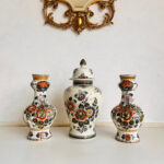 Vintage 3 Delft Polychrome Ginger Jar, Vintage Ceramic Vases and Urn, Made in Holland