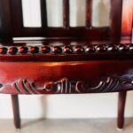 Hand Carved Mahogany Display Cabinet – Oval Tray Top Tea Table, Vintage Accent - Image 7